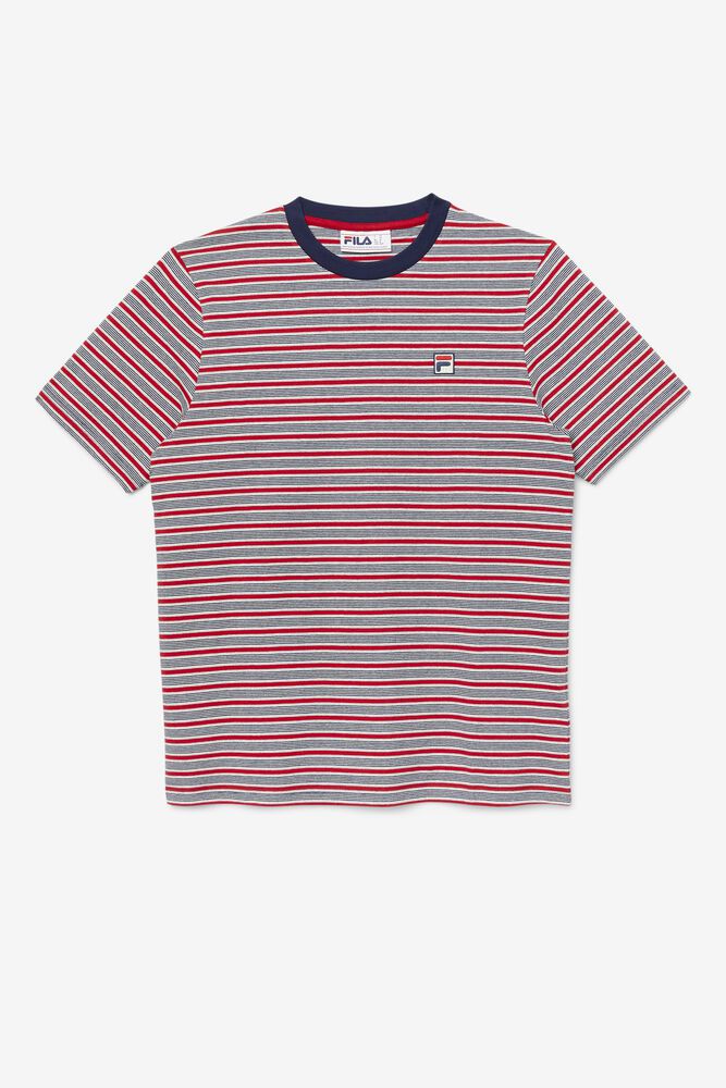 Fila Tux Striped T-Shirt Red - Mens - 81427RJWA